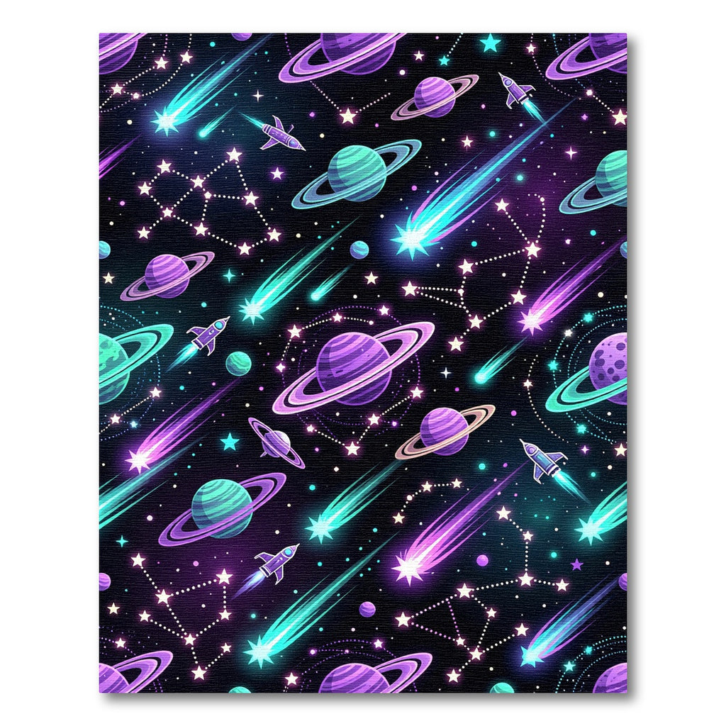 Neon Cosmic Planet Galaxy Starry Sky Rug