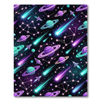 Neon Cosmic Planet Galaxy Starry Sky Rug