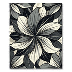 Monochrome Floral Petal Spiral Art Rug