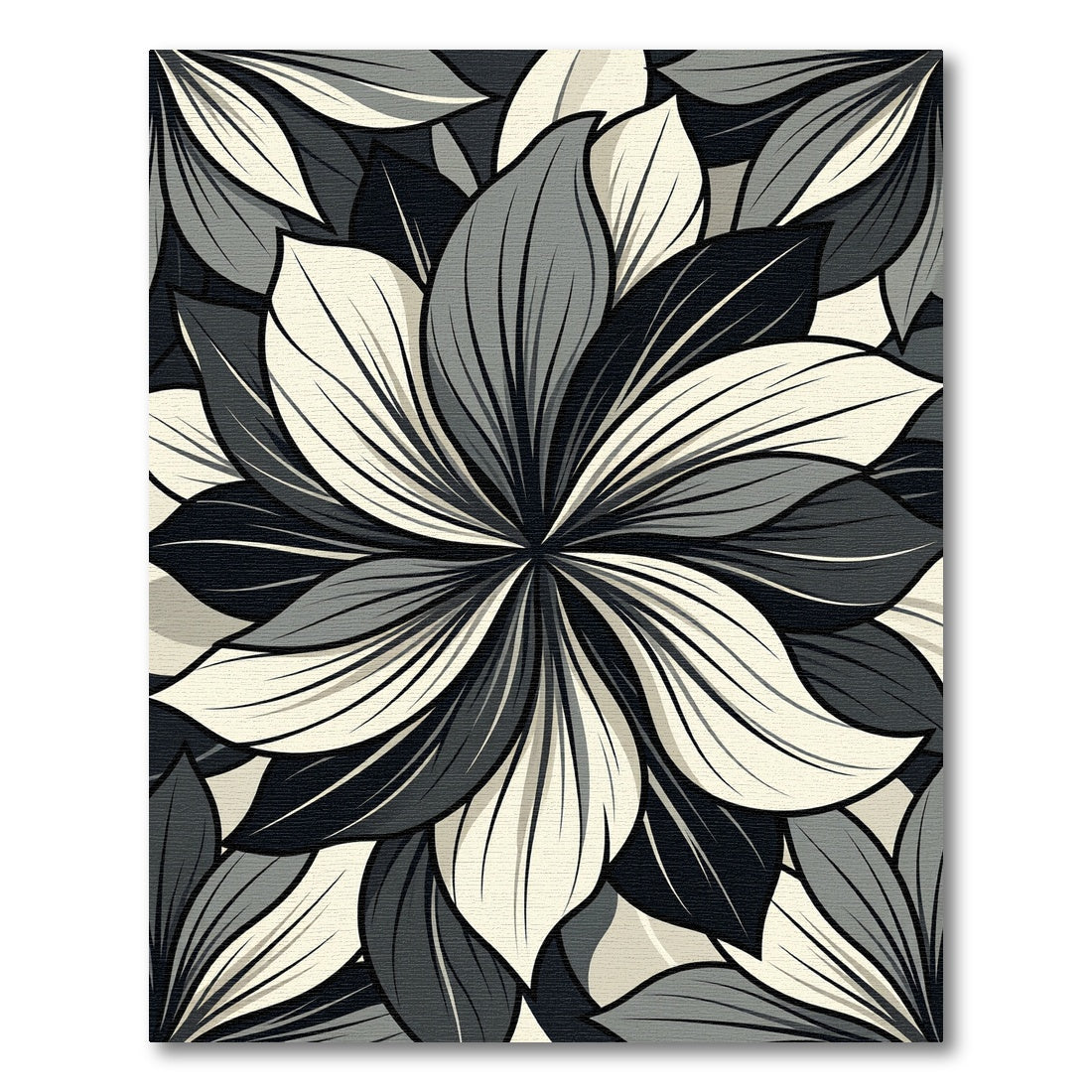 Monochrome Floral Petal Spiral Art Rug