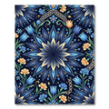 Deep Blue Floral Medallion Garden Rug