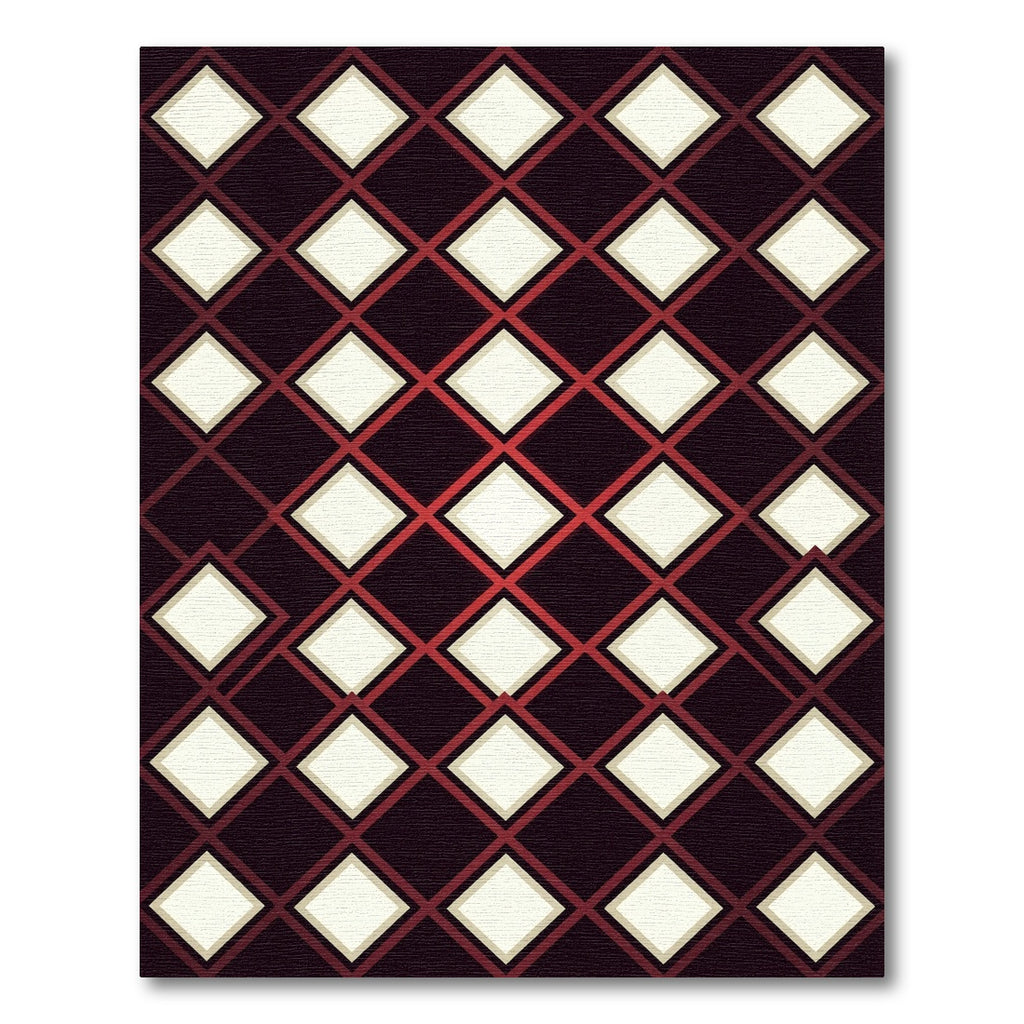 Crimson and Cream Diamond Lattice Rug