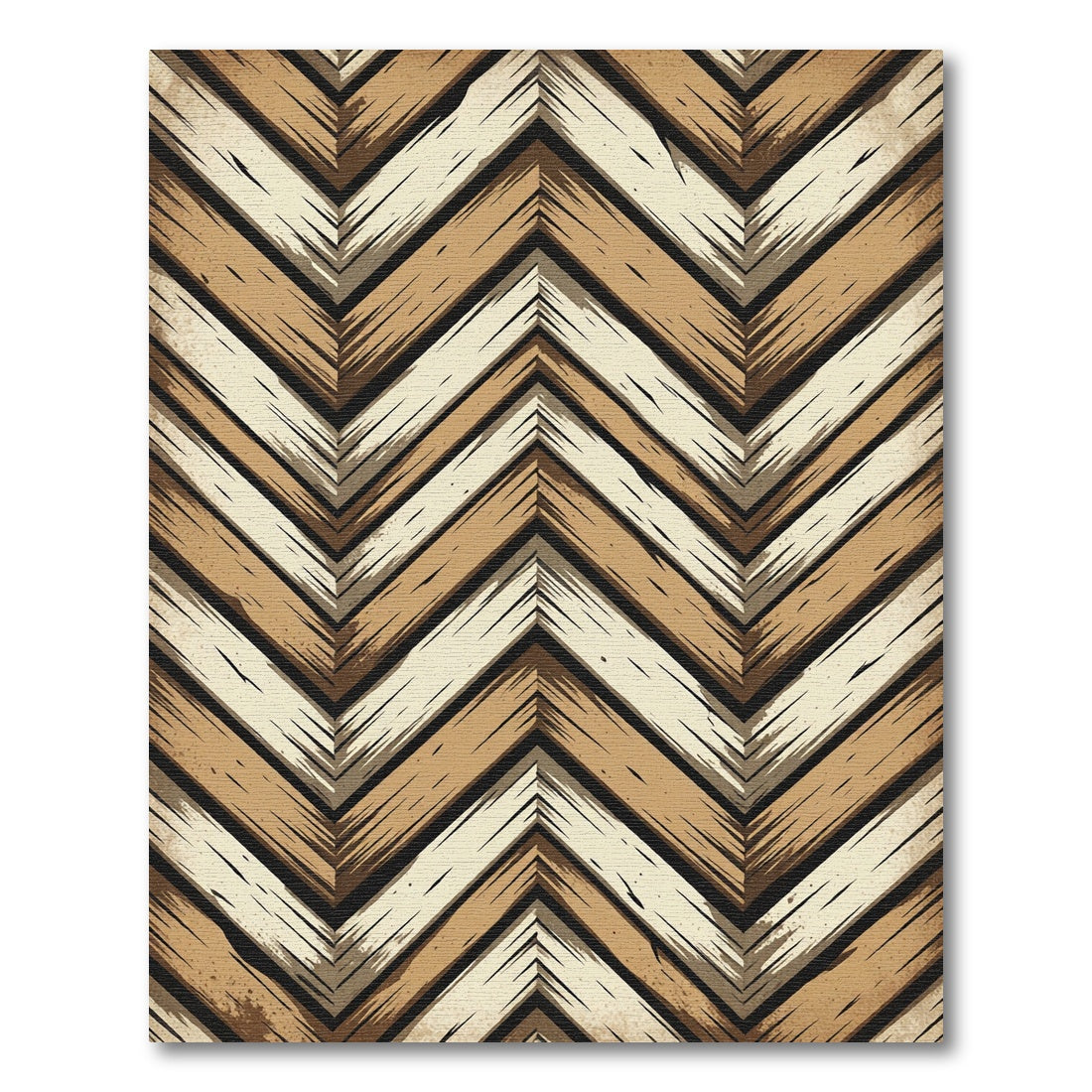 Rustic Wood Grain Chevron Rug