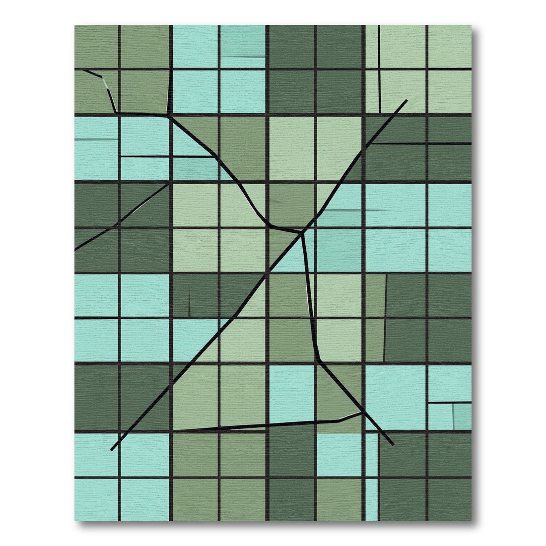 Geometric Teal Sea Lines Rug