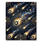 Celestial Gold Comet Galaxy Night Sky Rug