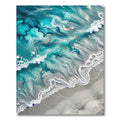 Abstract Teal Ocean Wave Gold Foil Rug
