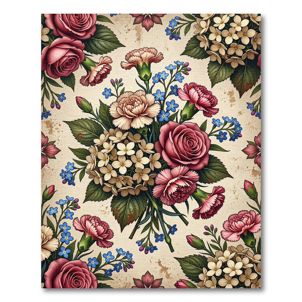 Crimson Rose And Carnation Bouquet Rug