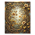 Gilded Golden Floral Trellis Scroll Rug