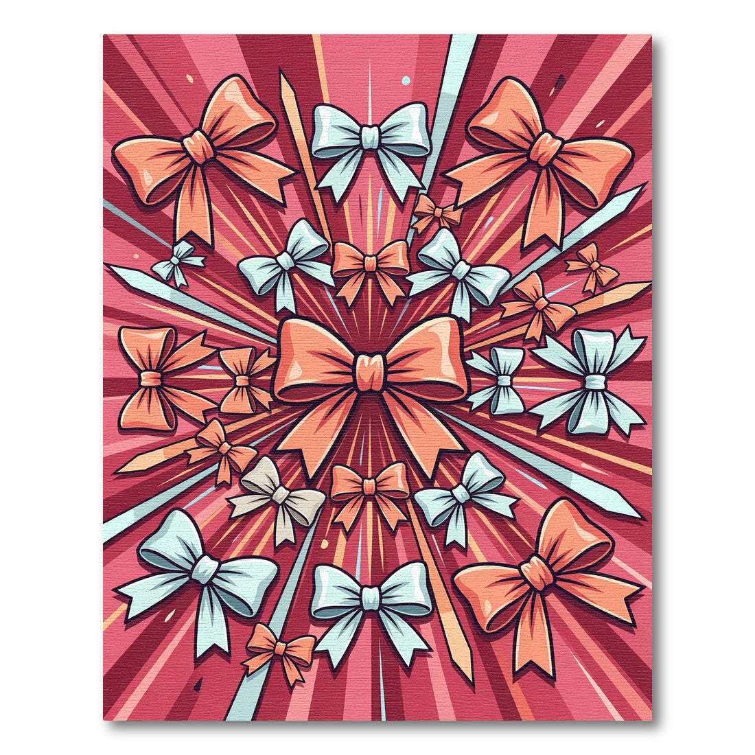 Vibrant Coral and Teal Radiant Bows Rug