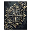 Regal Gold Filigree Compass Medallion Rug