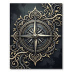 Regal Gold Filigree Compass Medallion Rug