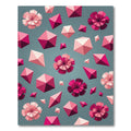 Pink Geometric Floral Papercraft Art Rug