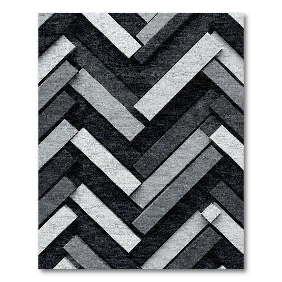 Monochrome Herringbone Interlocking Blocks Rug