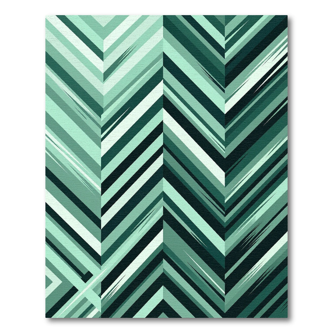 Teal Chevron Stripe Composition Rug
