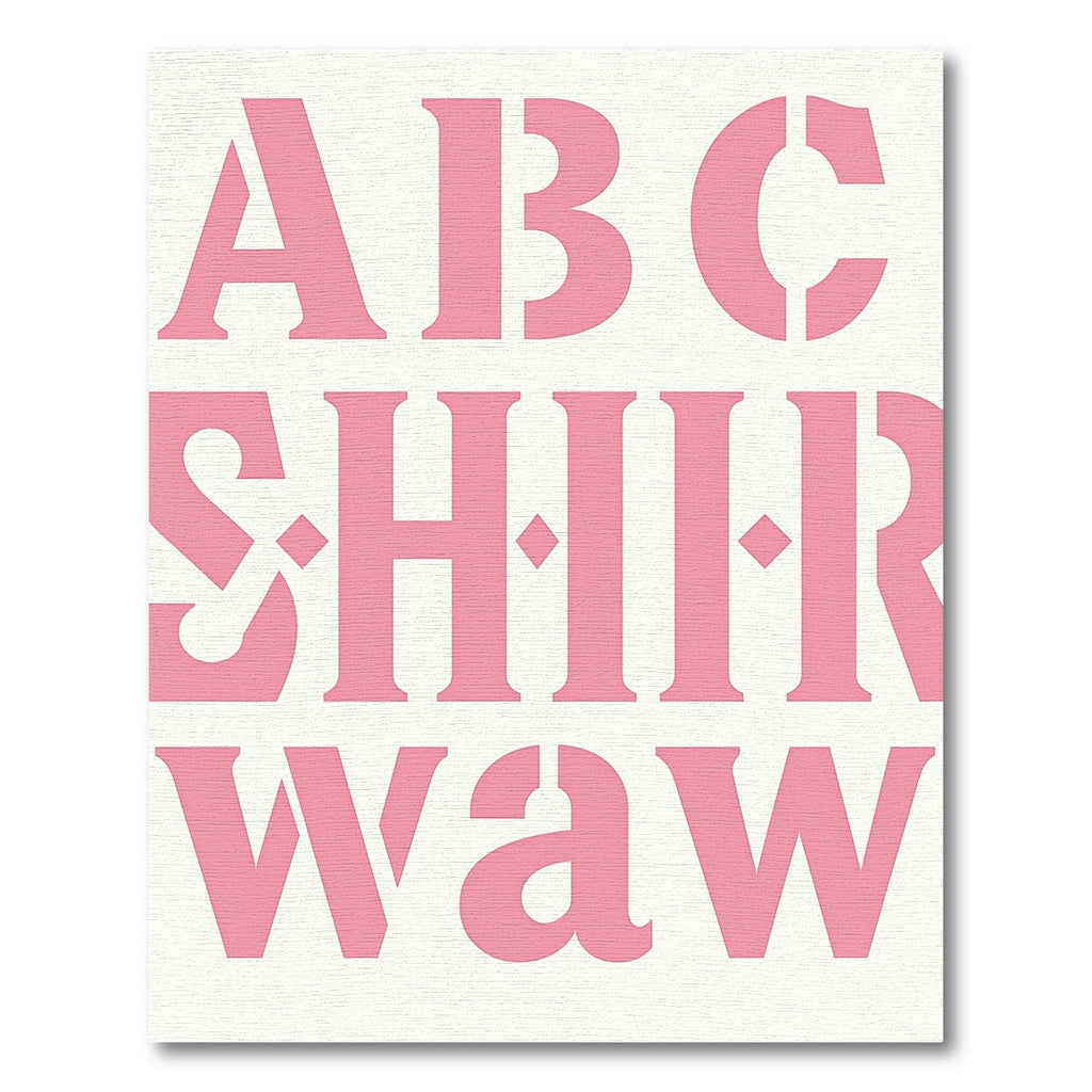 Pink Stencil Letter Abstract Rug