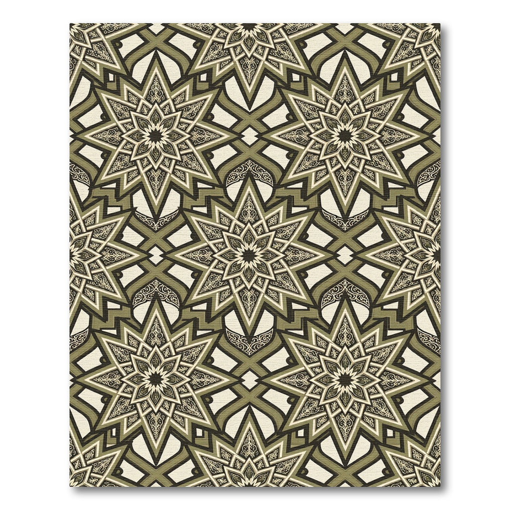 Olive Geometric Star Tile Art Rug