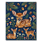 Whimsical Fawn Forest Acorn Meadow Rug