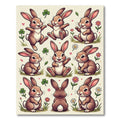 Whimsical Brown Bunny Meadow Garden Rug