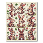 Whimsical Brown Bunny Meadow Garden Rug