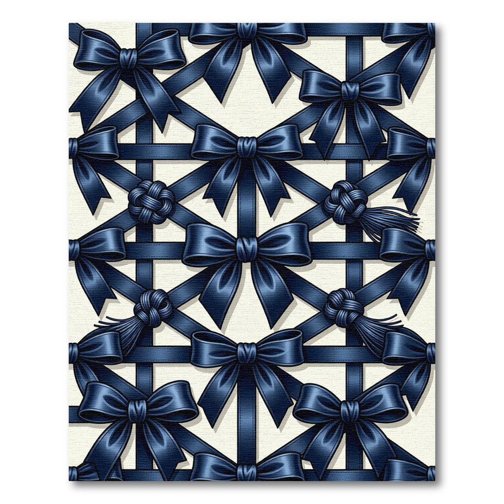Sophisticated Navy Satin Ribbon Grid Rug