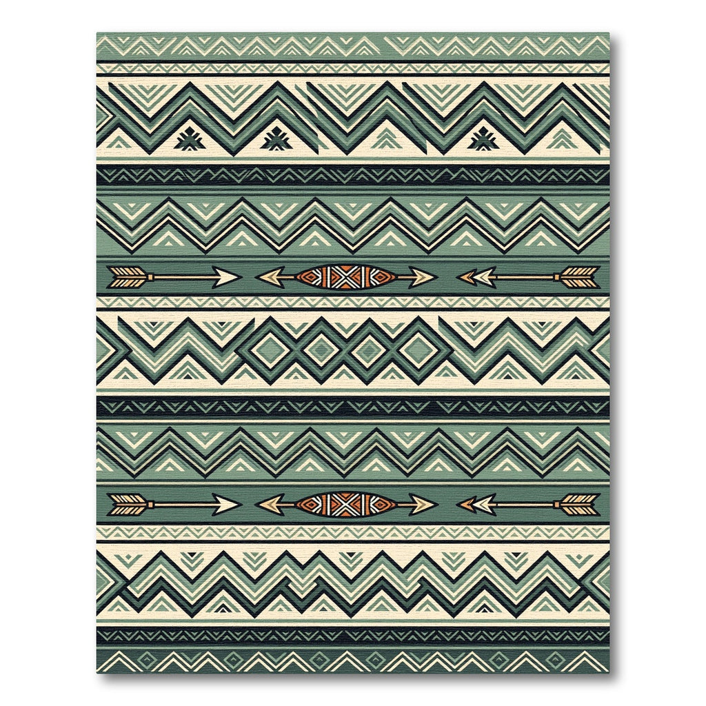 Sage Green Boho Chevron Arrow Rug