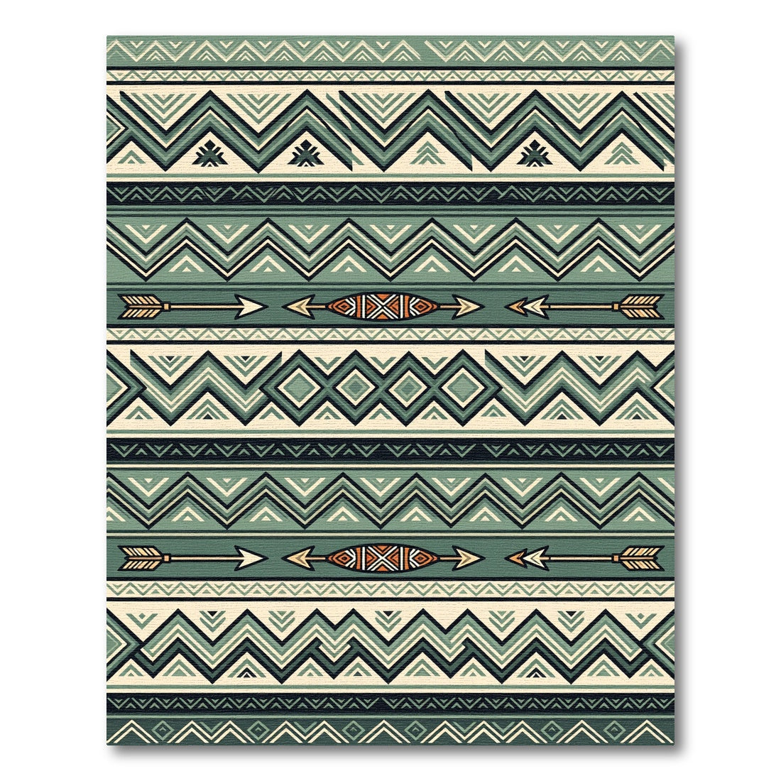 Sage Green Boho Chevron Arrow Rug