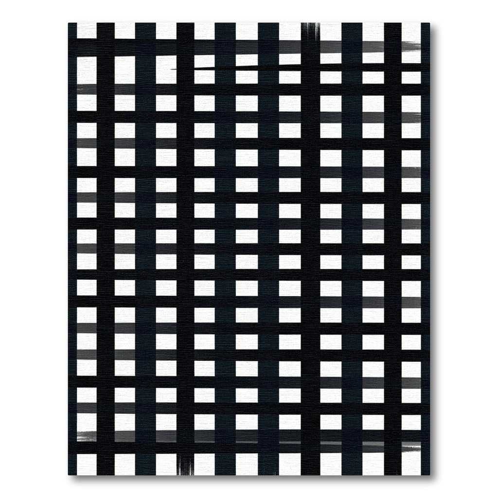 Black White Plaid Grid Arrangement Rug