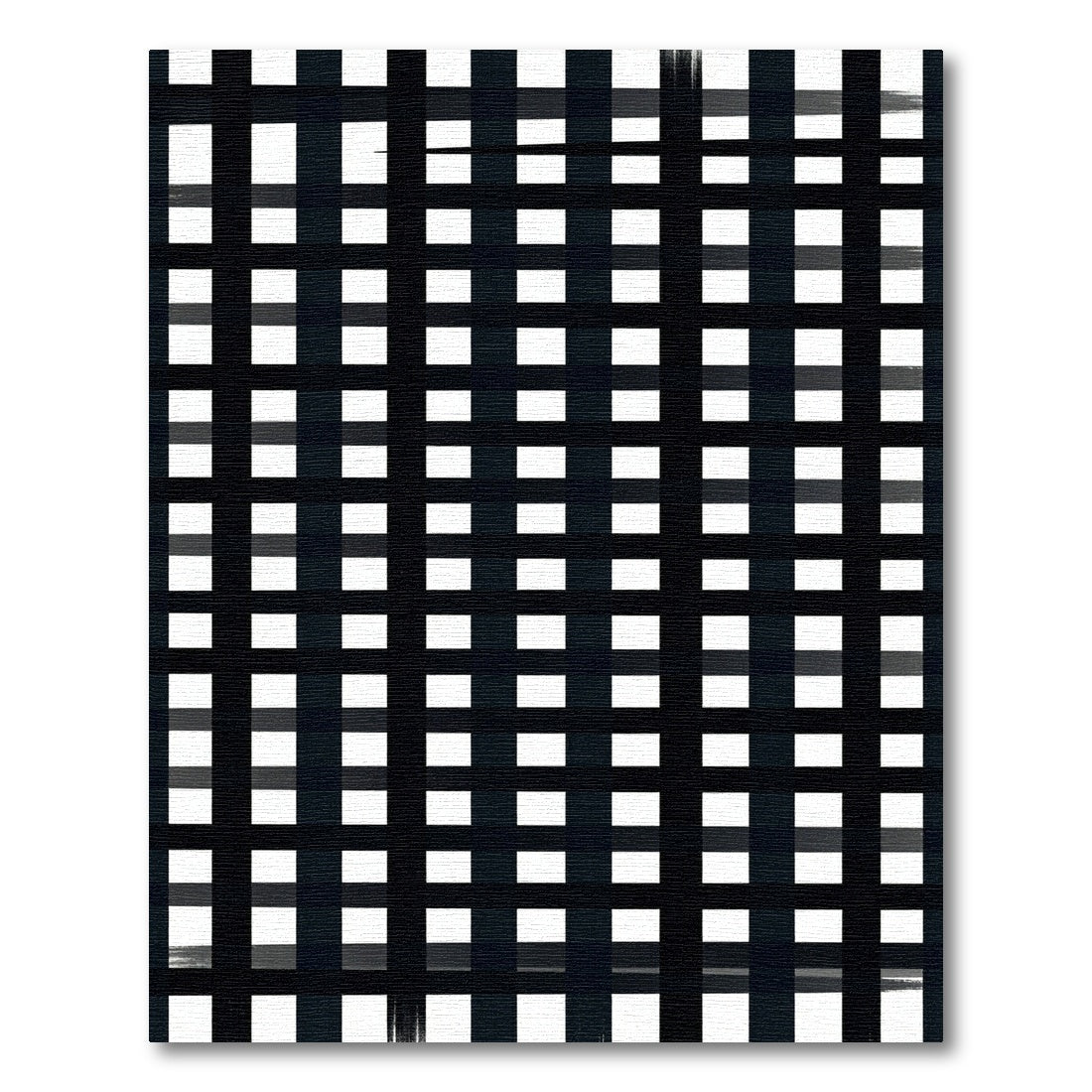 Black White Plaid Grid Arrangement Rug