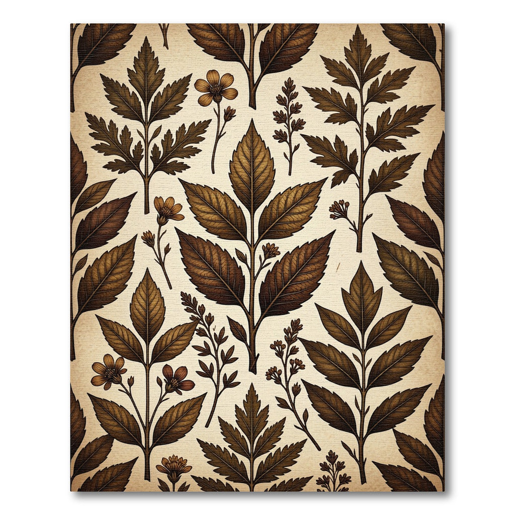 Antique Sepia Foliage Floral Arrangement Rug