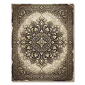 Ornate Gold Floral Damask Medallion Rug