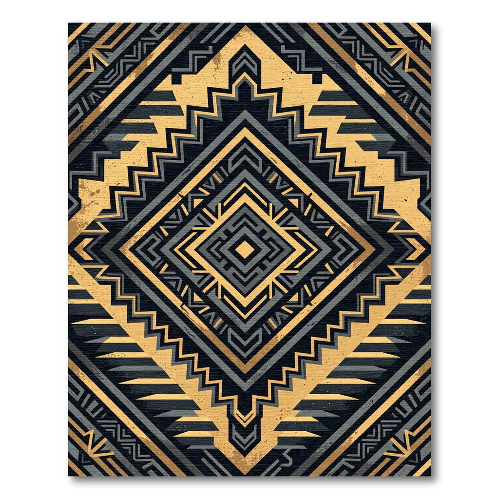 Metallic Golden Charcoal Geometric Diamond Rug