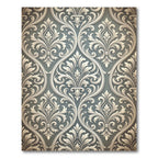 Elegant Gray White Damask Floral Scroll Rug