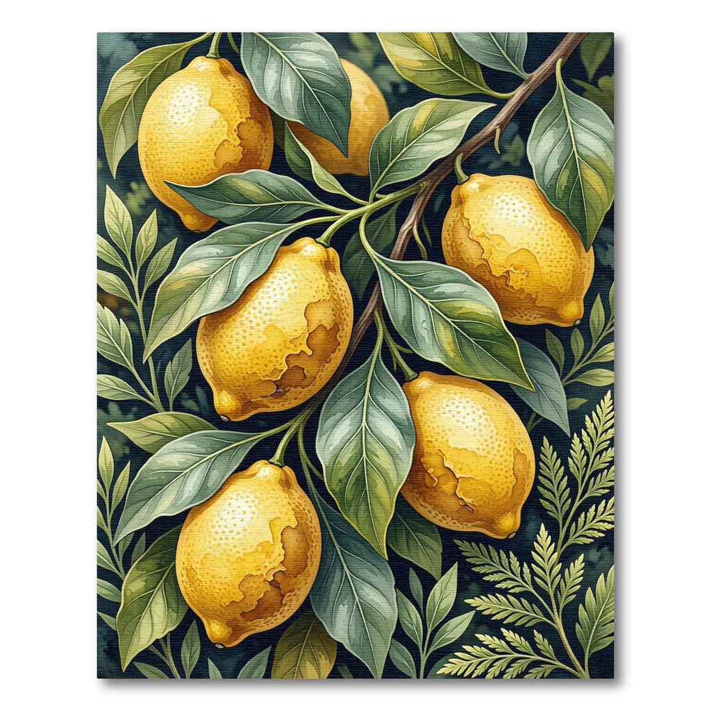Lush Golden Lemon Botanical Foliage Rug