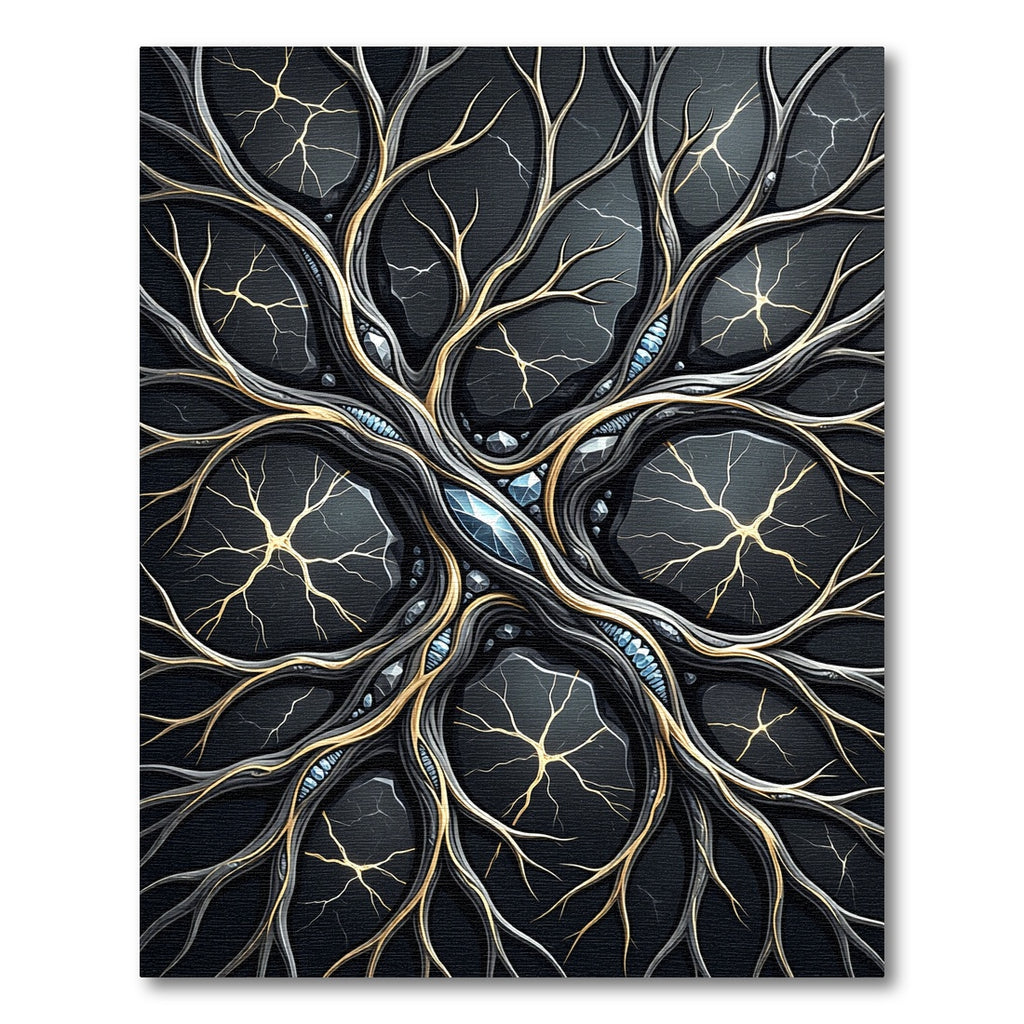 Dark Geode Branch Gold Intertwined Rug