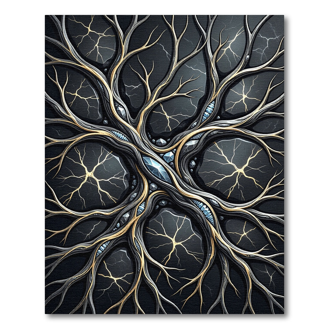 Dark Geode Branch Gold Intertwined Rug