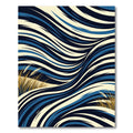 Bold Blue Golden Grass Abstract Waves Rug