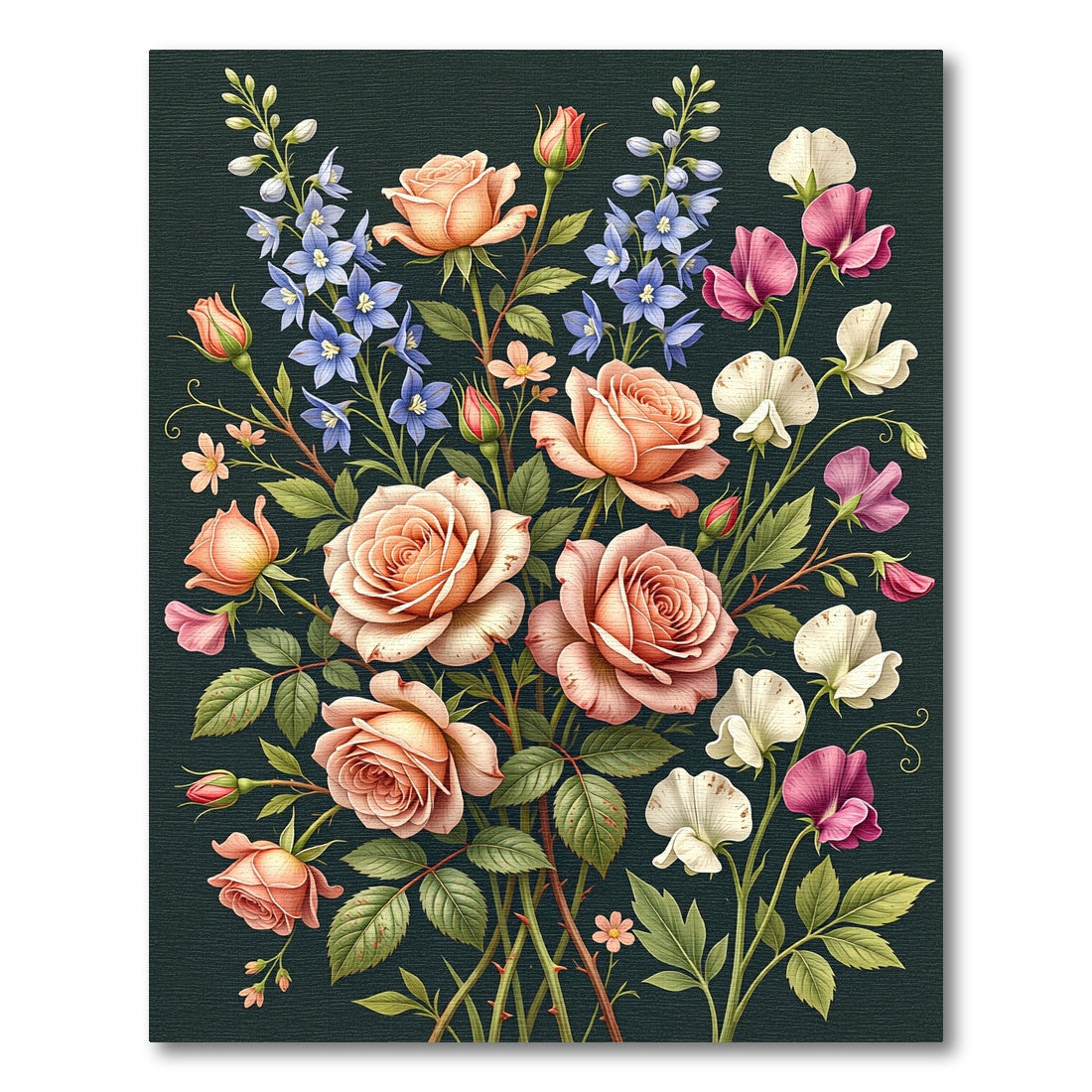 Terracotta Rose Sweet Pea Bouquet Rug