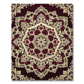 Burgundy Cream Lace Medallion Arrangement Rug