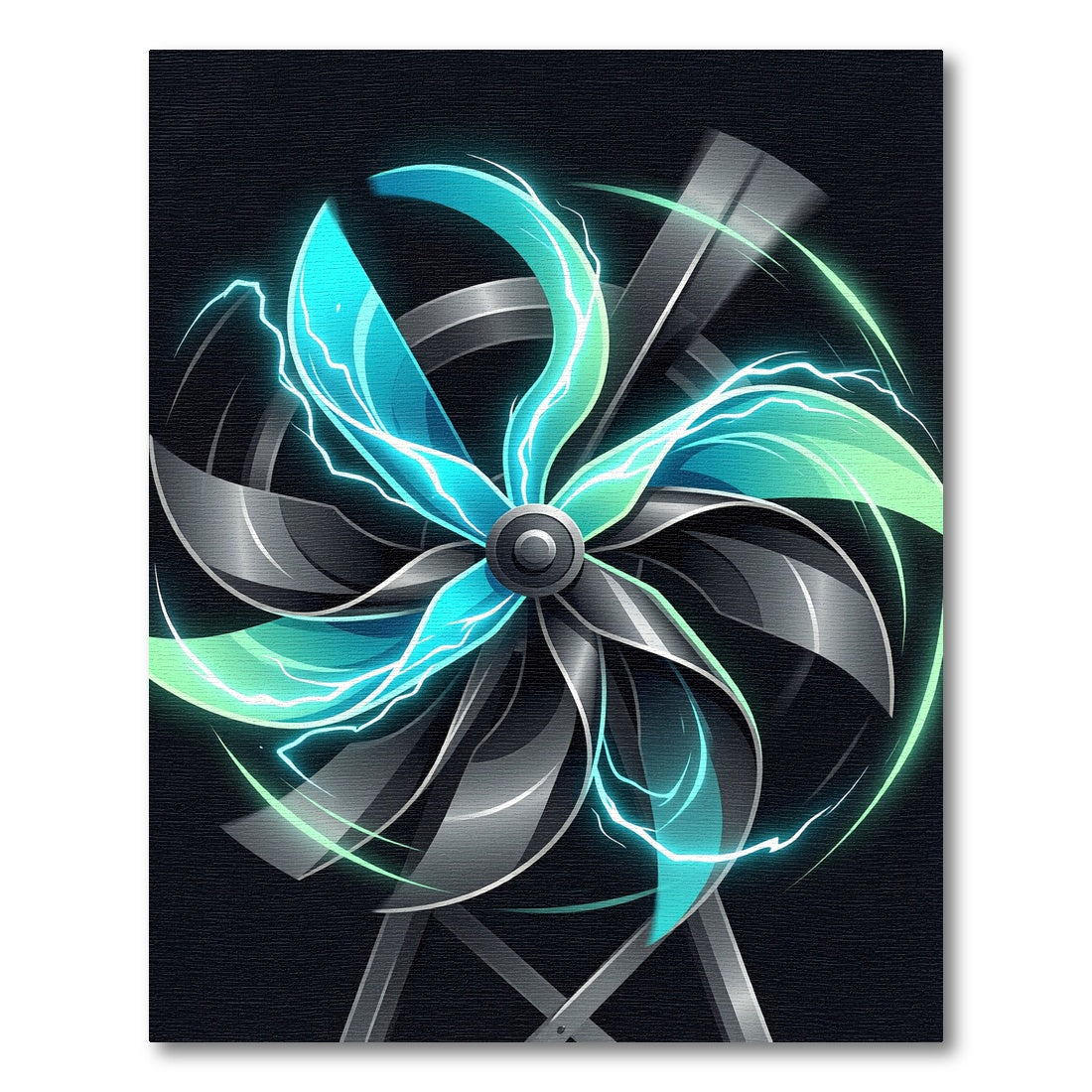 Electric Blue Radiant Turbine Energy Rug