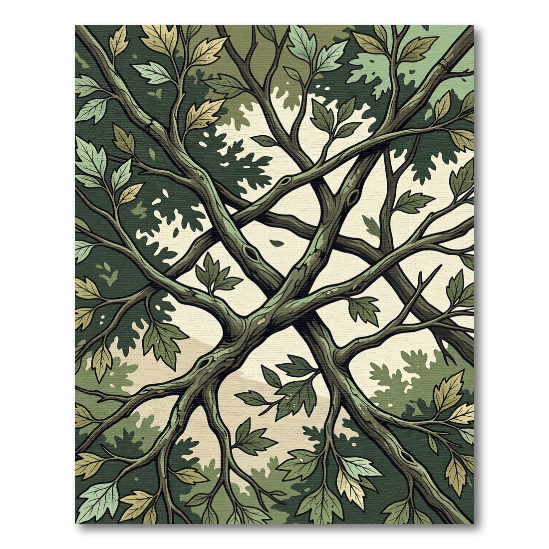 Lush Green Canopy Forest Branches Rug