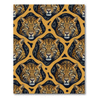 Fierce Leopard Head Golden Ochre Rug