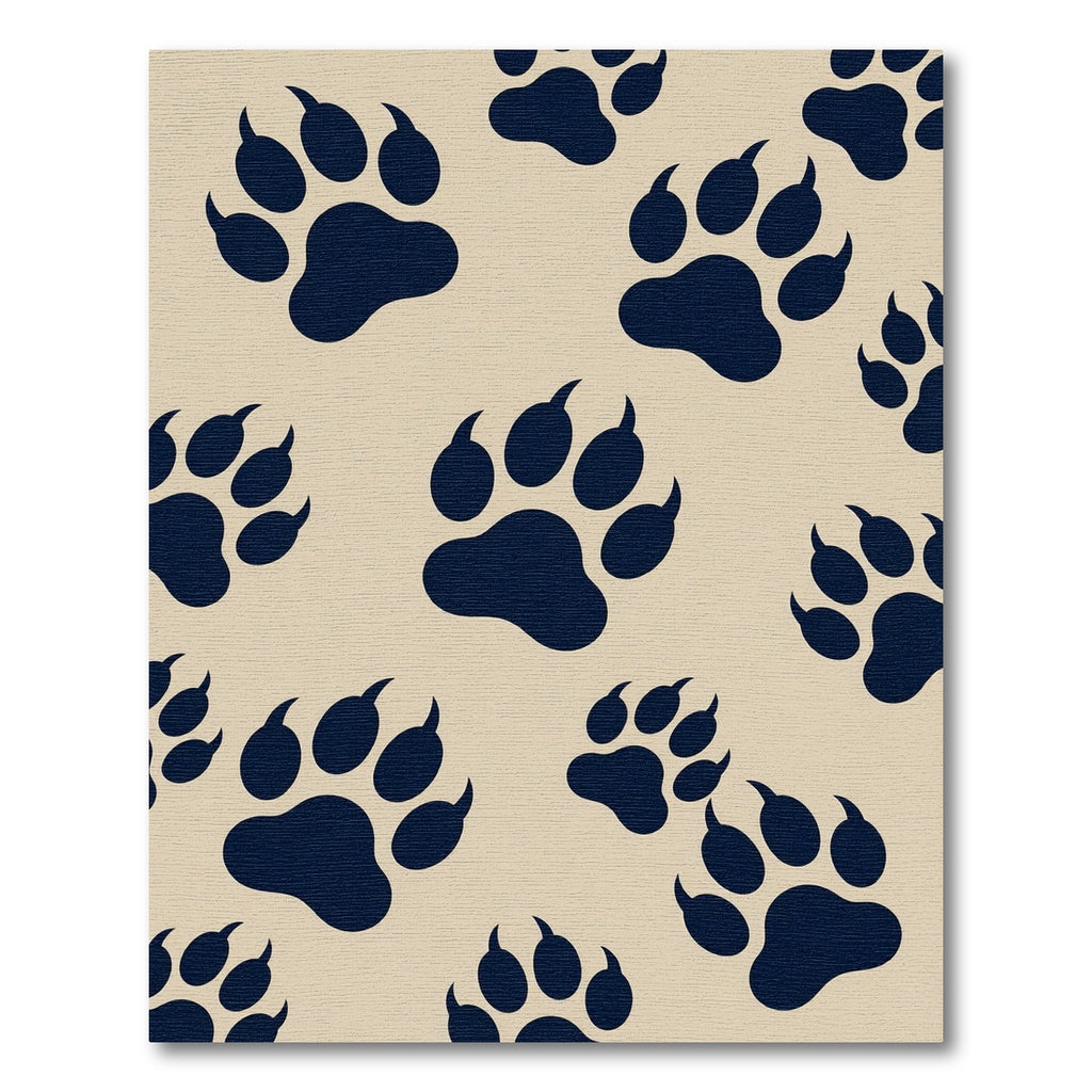 Minimalist Navy Paw Print Area Rug