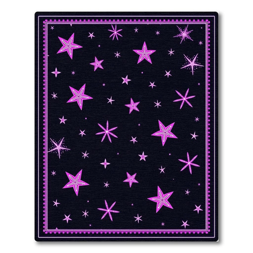 Vibrant Pink Starry Night Celestial Rug