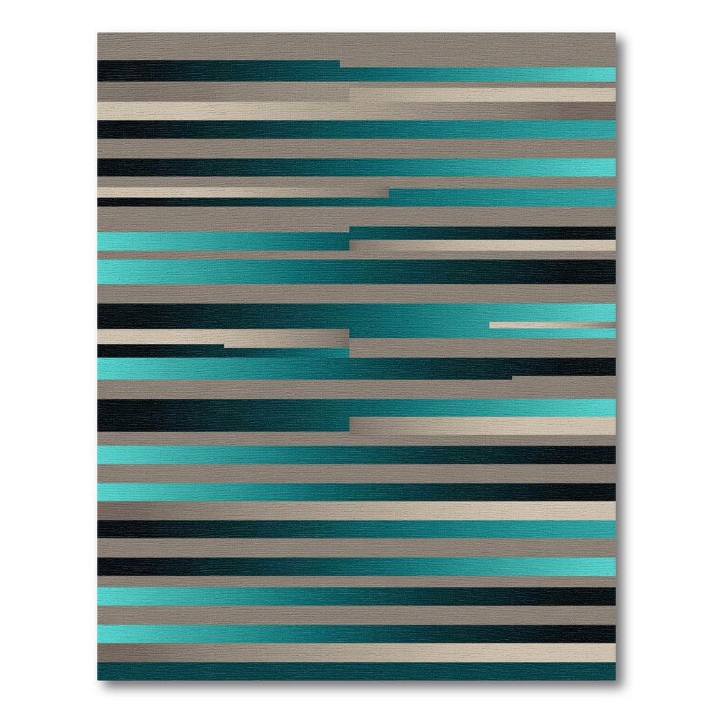 Modern Teal Gray Gradient Stripes Rug