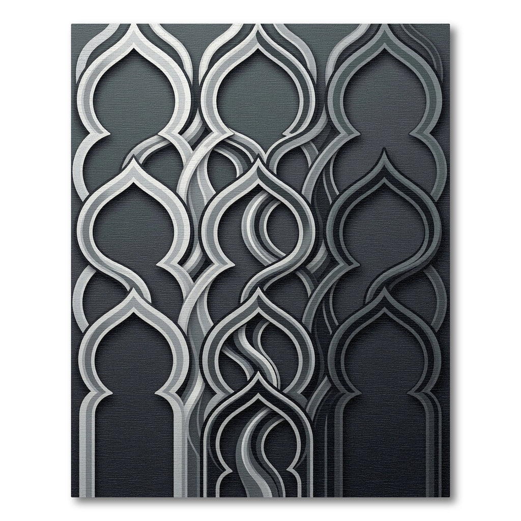 Sophisticated Silver Interlocking Arch Rug