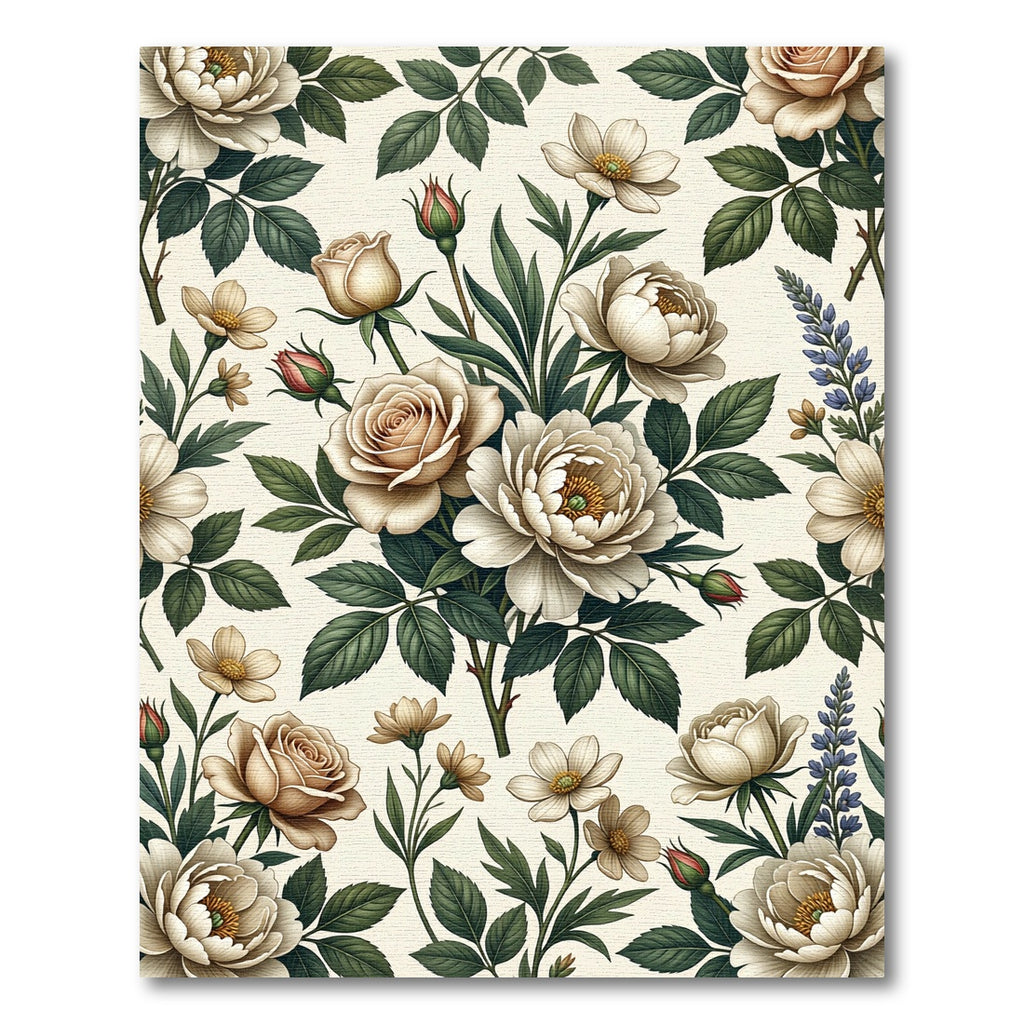 Cream Rose Botanical Garden Arrangement Rug