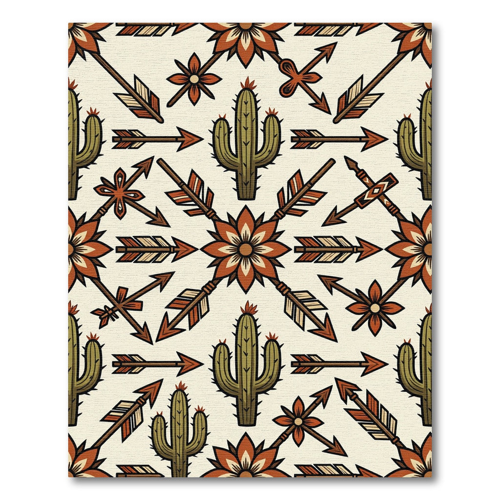 Desert Cactus Arrow Floral Medallion Rug