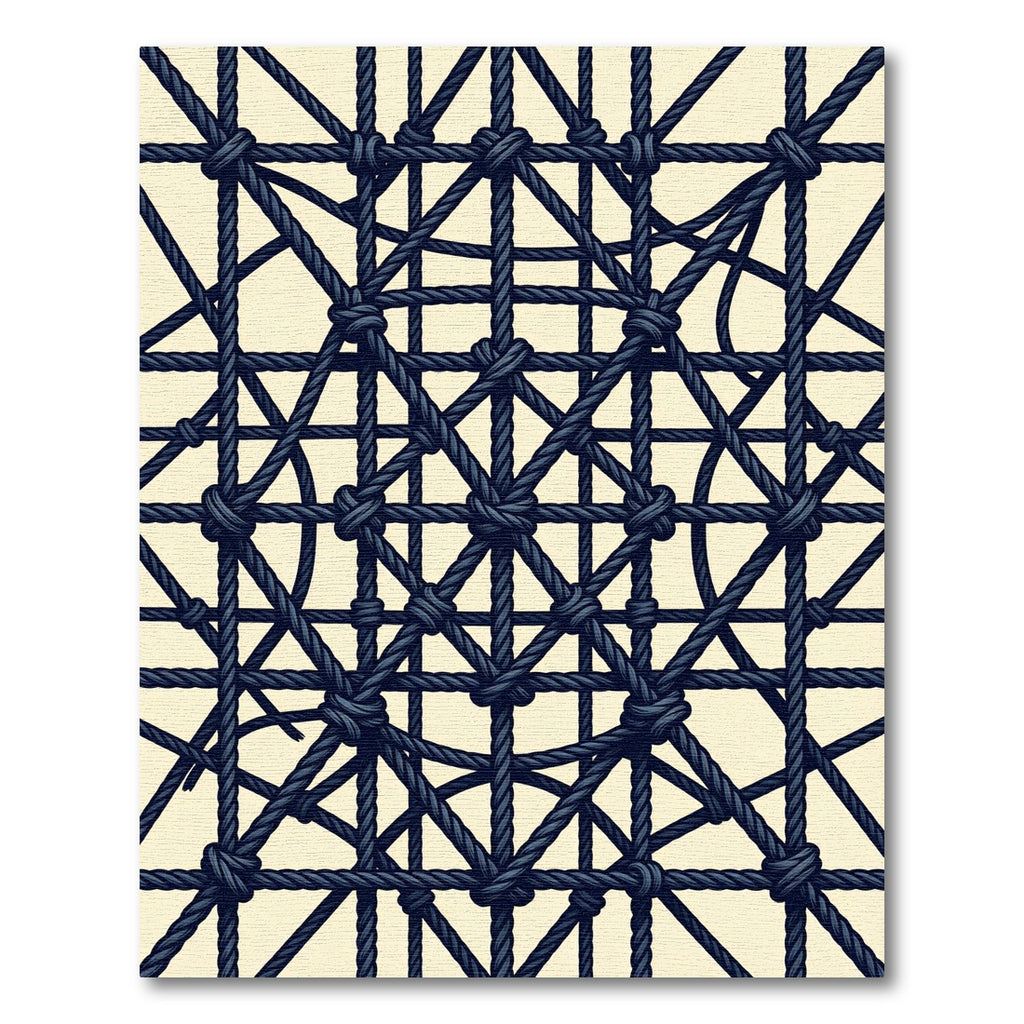 Navy Rope Netting Abstract Composition Rug