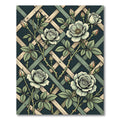 Pale Green Rose Trellis Pattern Rug