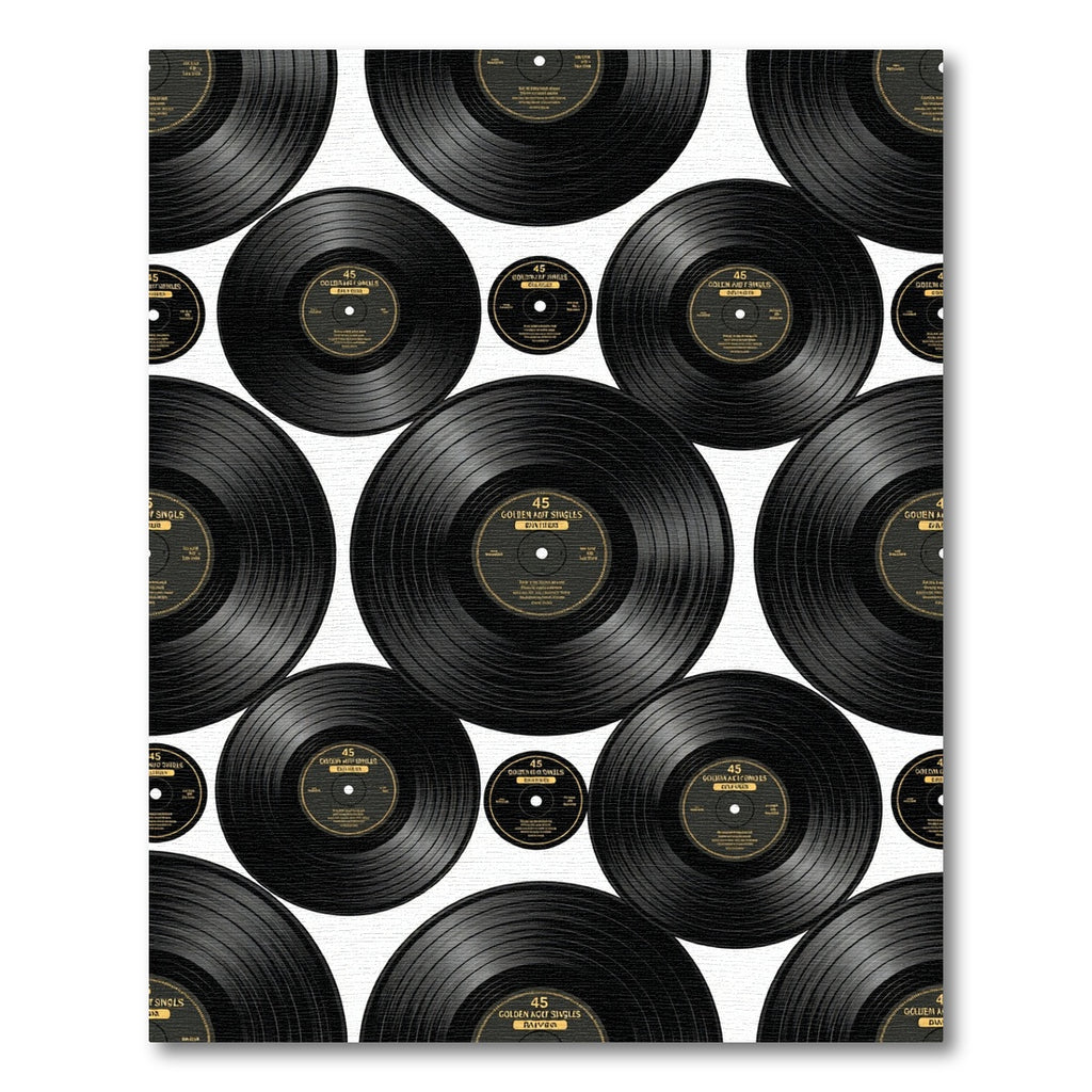 Retro Black Vinyl Record Collage Rug